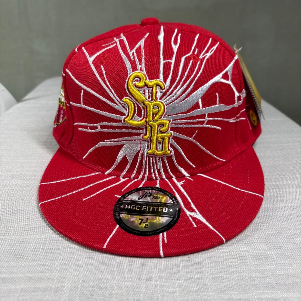 HGC Fitted St Paul Gophers 1907 Negro League Hat Red Shattered Glass Cap 7 1/2
